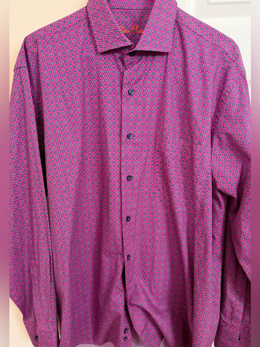 Alan Flusser 100% Cotton Multicolored Men’s L Long Sleeve Button Down Shirt